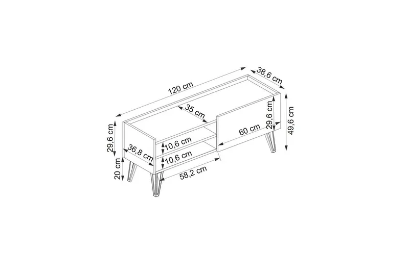 Giancarlo Tv-bänk 120 cm - Blå/Antracit - Möbler - Tv möbel & mediamöbel - TV bänk & mediabänk