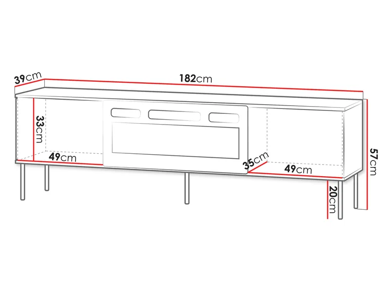 Gravendal TV-bänk 182x57 cm - Svart, valnöt - Möbler - Tv möbel & mediamöbel - TV skåp