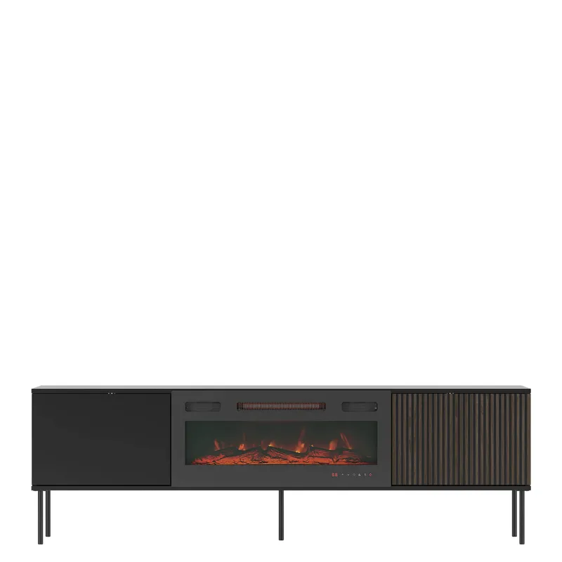 Gravendal TV-bänk 182x57 cm, Svart, valnöt