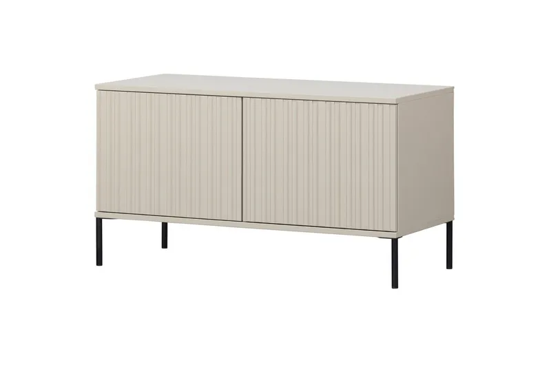 Gravure Golvstående Tv Bänk 100 cm med Förvaring i Målat Trä, Beige