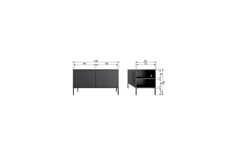 Gravure Golvstående Tv Bänk 100 cm med Förvaring i Målat Trä - Beige - Möbler - Tv möbel & mediamöbel - TV bänk & mediabänk