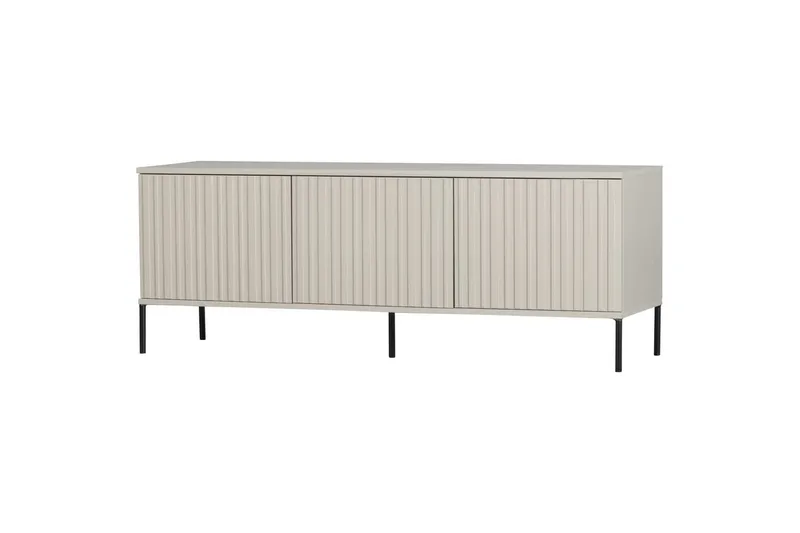 Gravure Golvstående Tv Bänk 150 cm med Förvaring i Mörkt Trä, Ljusbeige