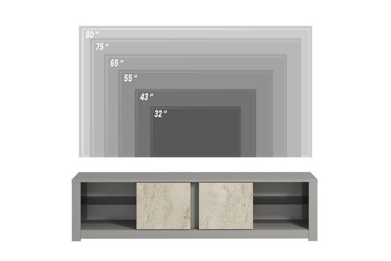 Griselda Tv-bänk 180 cm - Grå/Travertin - Möbler - Tv möbel & mediamöbel - TV bänk & mediabänk