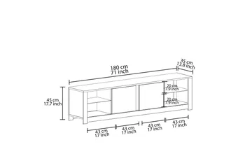 Griselda Tv-bänk 180 cm - Grå/Travertin - Möbler - Tv möbel & mediamöbel - TV bänk & mediabänk