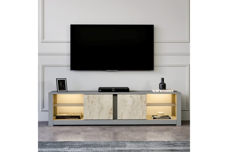 Griselda Tv-bänk 180 cm - Grå/Travertin - Möbler - Tv möbel & mediamöbel - TV bänk & mediabänk