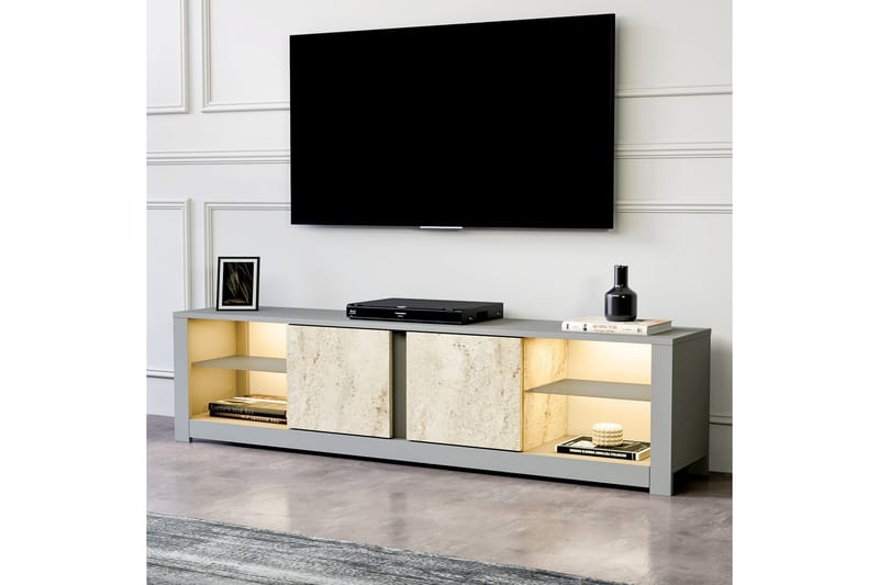 Griselda Tv-bänk 180 cm - Grå/Travertin - Möbler - Tv möbel & mediamöbel - TV bänk & mediabänk