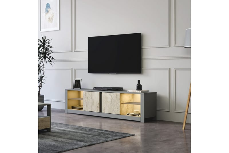 Griselda Tv-bänk 180 cm - Grå/Travertin - Möbler - Tv möbel & mediamöbel - TV bänk & mediabänk