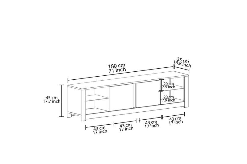 Griselda TV-bänk 180 cm i Ek - Vit - Möbler - Tv möbel & mediamöbel - TV bänk & mediabänk