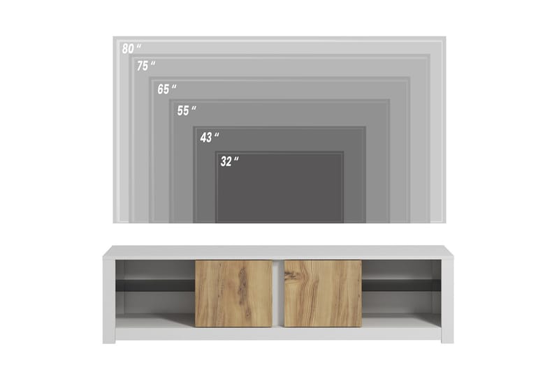 Griselda TV-bänk 180 cm i Ek - Vit - Möbler - Tv möbel & mediamöbel - TV bänk & mediabänk