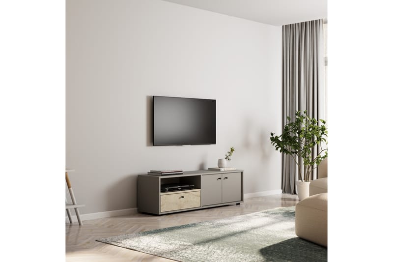 Gwen Tv-bänk 136 cm - Grå/Travertin - Möbler - Tv möbel & mediamöbel - TV bänk & mediabänk