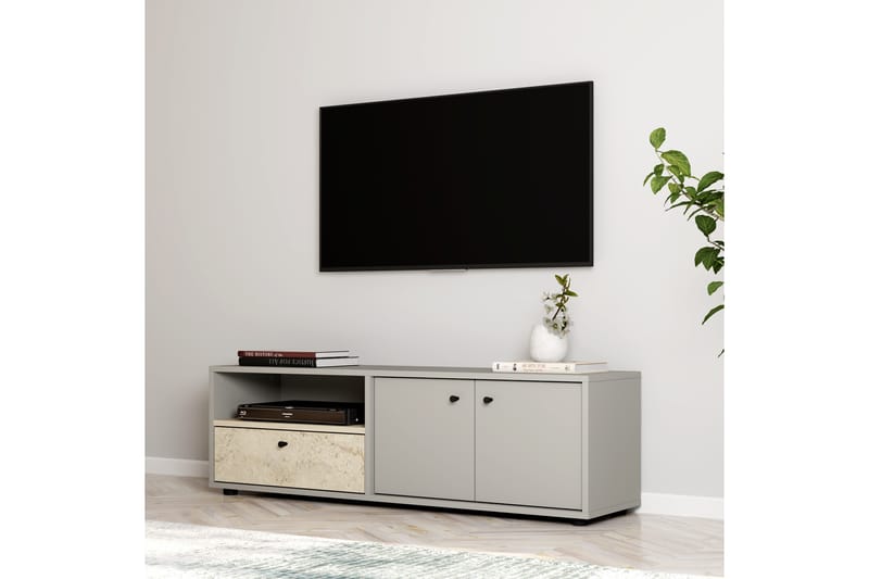 Gwen Tv-bänk 136 cm - Grå/Travertin - Möbler - Tv möbel & mediamöbel - TV bänk & mediabänk