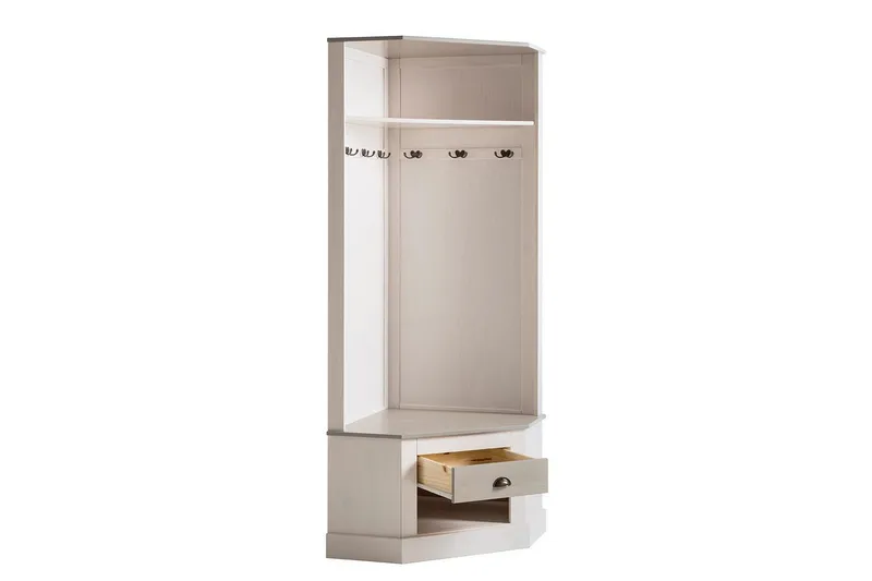 Högskåp Toby Vit/Grå, 185x90x65 cm - Vit/Grå, 185x90x65 cm - Möbler - Hallmöbler - Möbelset för hall & entre