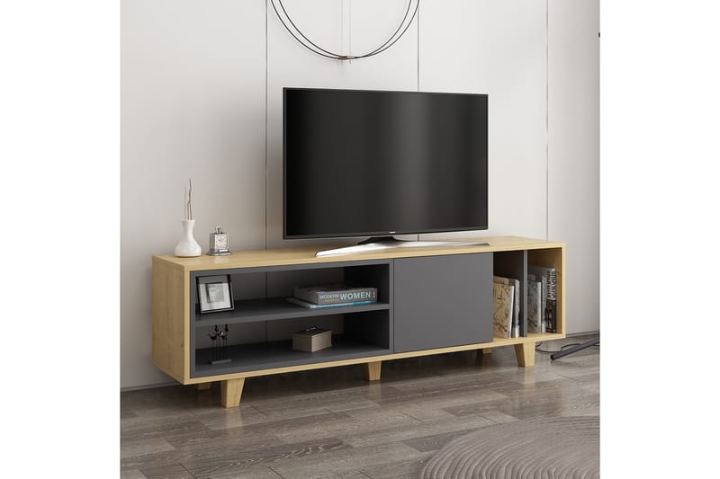 Hachen Tv-bänk 160 cm - Trä/natur/Antracit - TV bänk & mediabänk