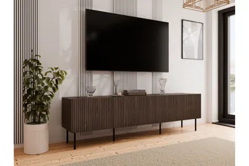 Hammarstrand Tv-bänk med Förvaring 201 cm - Valnöt / Brun / Ribbad - Möbler - Tv möbel & mediamöbel - TV bänk & mediabänk
