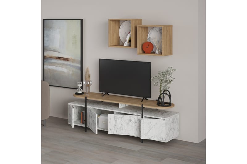 Hanley Tv-möbelset 160x35,6 cm Beige/Brun - Hanah Home - Möbler - Tv möbel & mediamöbel - TV-möbelset