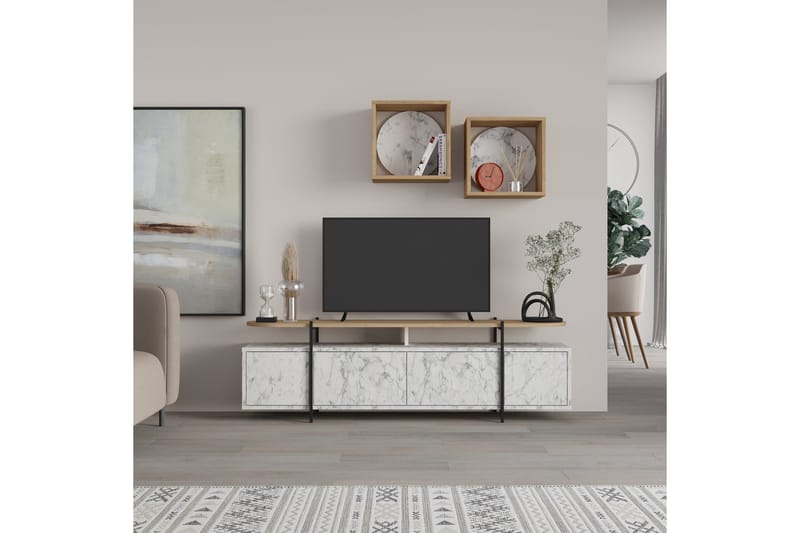 Hanley Tv-möbelset 160x35,6 cm Beige/Brun - Hanah Home - Möbler - Tv möbel & mediamöbel - TV-möbelset