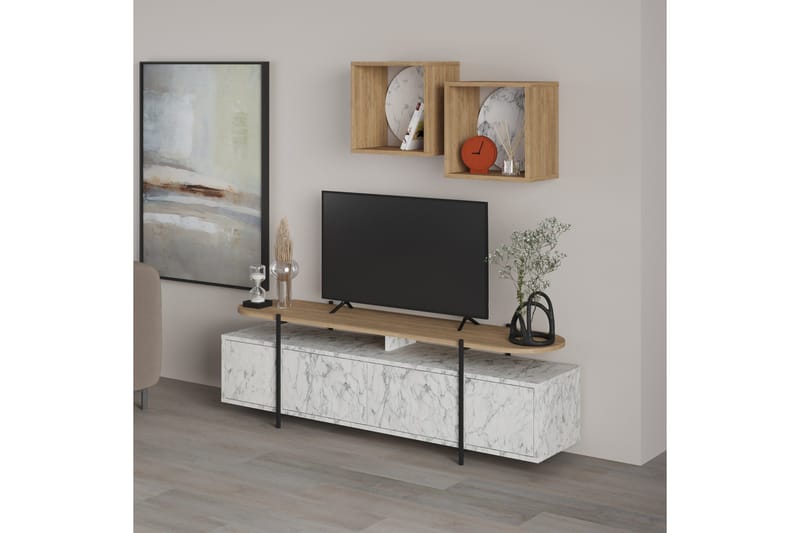 Hanley Tv-möbelset 160x35,6 cm Beige/Brun - Hanah Home - Möbler - Tv möbel & mediamöbel - TV-möbelset