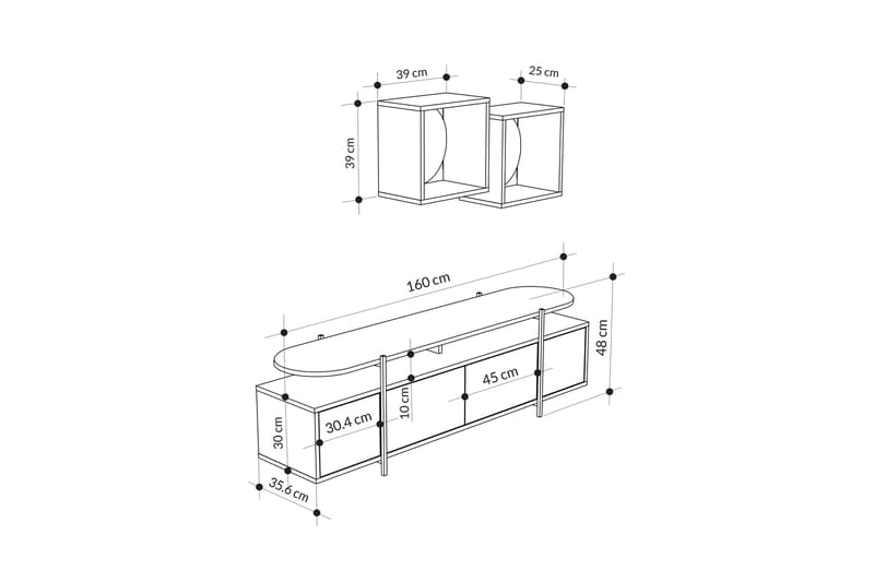 Hanley Tv-möbelset 160x35,6 cm Svart/Vit - Hanah Home - Möbler - Tv möbel & mediamöbel - TV-möbelset