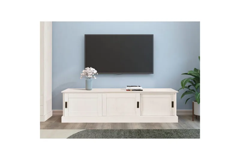 Harry Golvstående TV-bänk 170 cm med Förvaring i Furu - Vit - Möbler - Tv möbel & mediamöbel - TV bänk & mediabänk