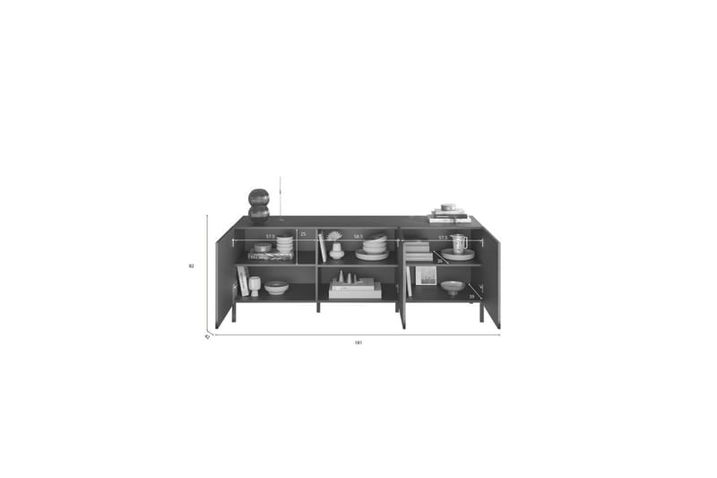 Hawell Tv-Bänk 181 cm - Grå - Möbler - Tv möbel & mediamöbel - TV bänk & mediabänk