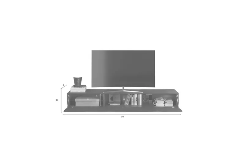 Hawell Vägghängd Tv-Bänk 210 cm - Grå - Möbler - Tv möbel & mediamöbel - TV bänk & mediabänk