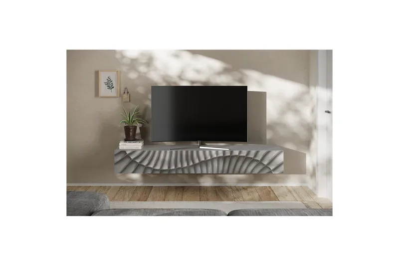 Hawell Vägghängd Tv-Bänk 210 cm - Grå - Möbler - Tv möbel & mediamöbel - TV bänk & mediabänk