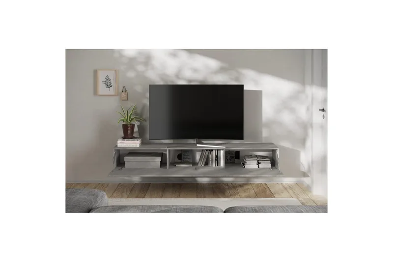 Hawell Vägghängd Tv-Bänk 210 cm - Grå - Möbler - Tv möbel & mediamöbel - TV bänk & mediabänk