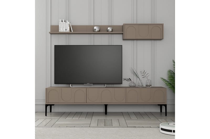 Hazim Golvstående Tv-bänk 180 cm med Förvaring i Målat Trä - Brun - Möbler - Tv möbel & mediamöbel - TV bänk & mediabänk