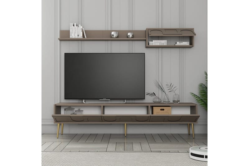 Hazim Golvstående Tv-bänk 180 cm med Förvaring i Målat Trä - Taupe - Möbler - Tv möbel & mediamöbel - TV bänk & mediabänk