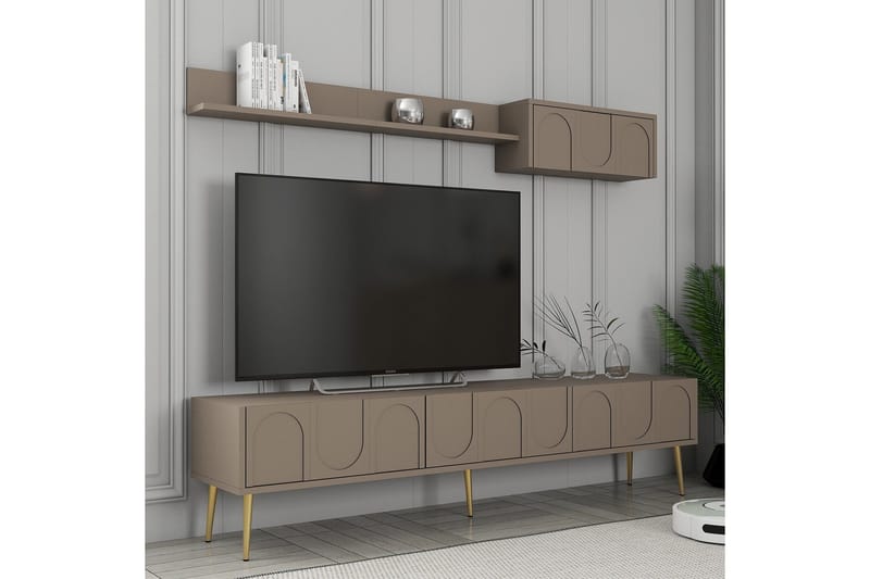 Hazim Golvstående Tv-bänk 180 cm med Förvaring i Målat Trä - Taupe - Möbler - Tv möbel & mediamöbel - TV bänk & mediabänk