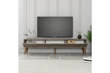 Hazim Golvstående TV Bänk 180 cm med Förvaring i Valnöt - Mockabeige - Möbler - Tv möbel & mediamöbel - TV bänk & mediabänk