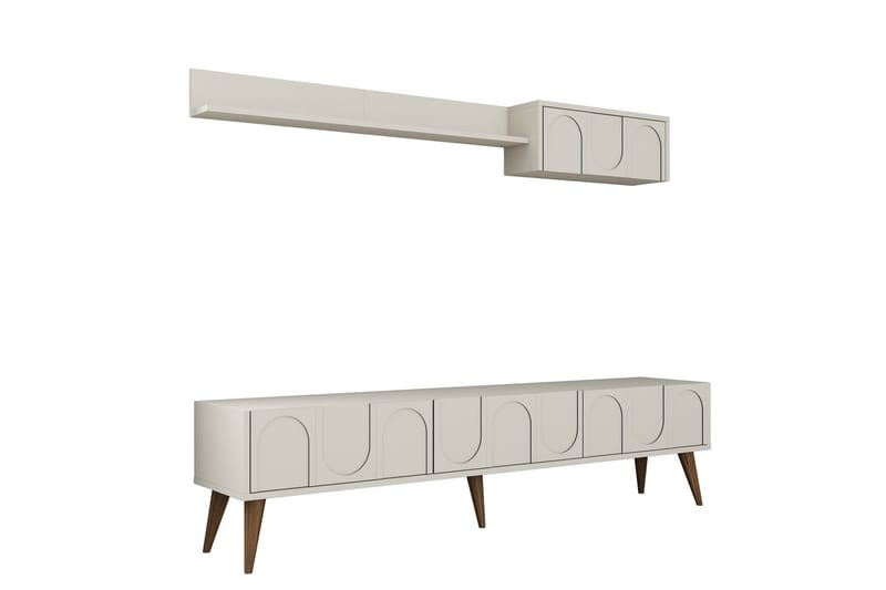 Hazim Tv-bänk 180 cm, Cream/Valnöt