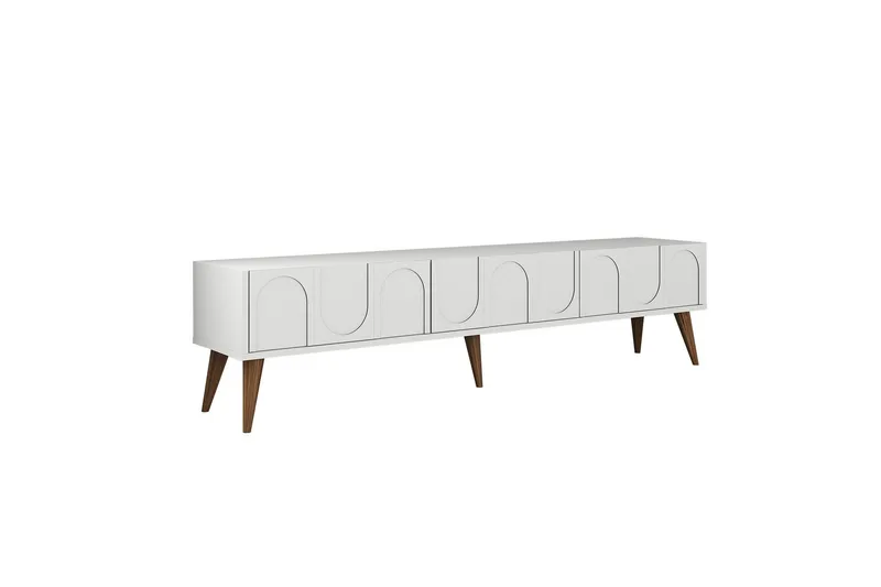Hazim Tv-bänk 180 cm, Vit/Valnöt