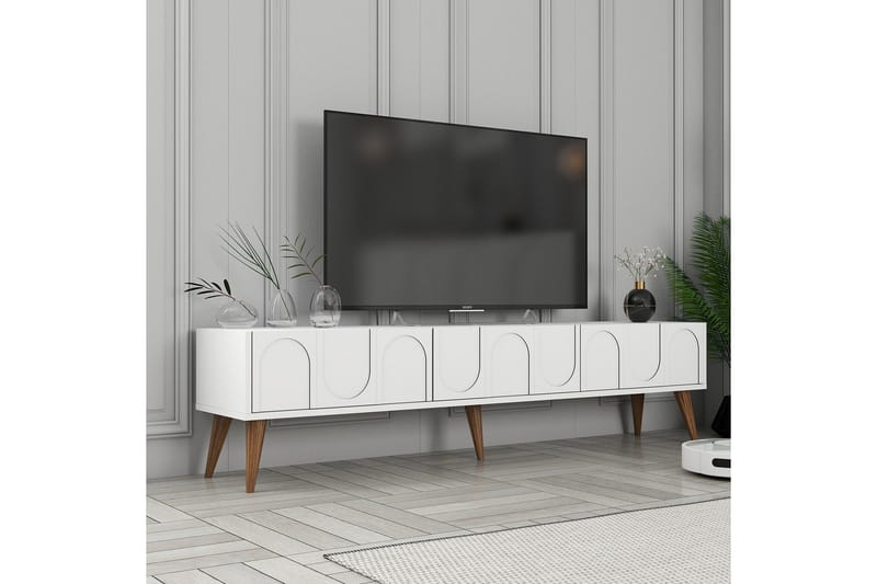 Hazim Tv-bänk 180 cm - Vit/Valnöt - Möbler - Tv möbel & mediamöbel - TV bänk & mediabänk