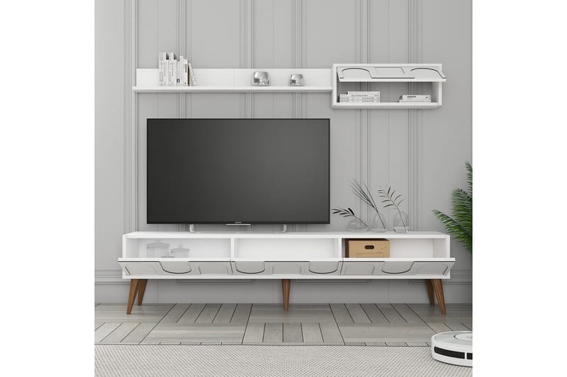 Hazim Tv-bänk 180 cm - Vit/Valnöt - Möbler - Tv möbel & mediamöbel - TV bänk & mediabänk