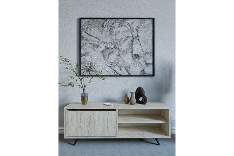 Hazle Golvstående Tv Bänk 120 cm med Förvaring i Trä - Beige - Möbler - Tv möbel & mediamöbel - TV bänk & mediabänk