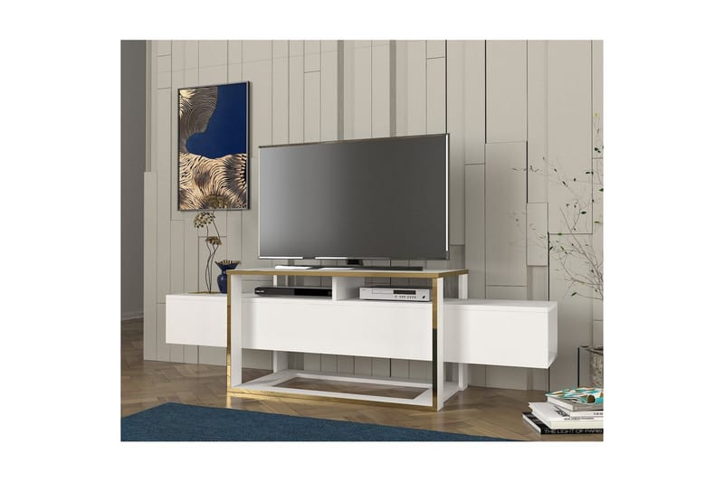 Herb Tv-bänk 160 cm - Guld/Vit - Möbler - Tv möbel & mediamöbel - TV bänk & mediabänk