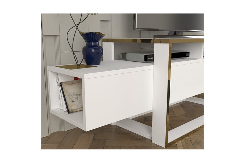 Herb Tv-bänk 160 cm - Guld/Vit - Möbler - Tv möbel & mediamöbel - TV bänk & mediabänk