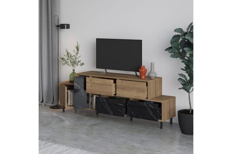 Hermes Tv-bänk 171,2x35,6 cm Brun/Svart - Hanah Home - Möbler - Tv möbel & mediamöbel - TV bänk & mediabänk