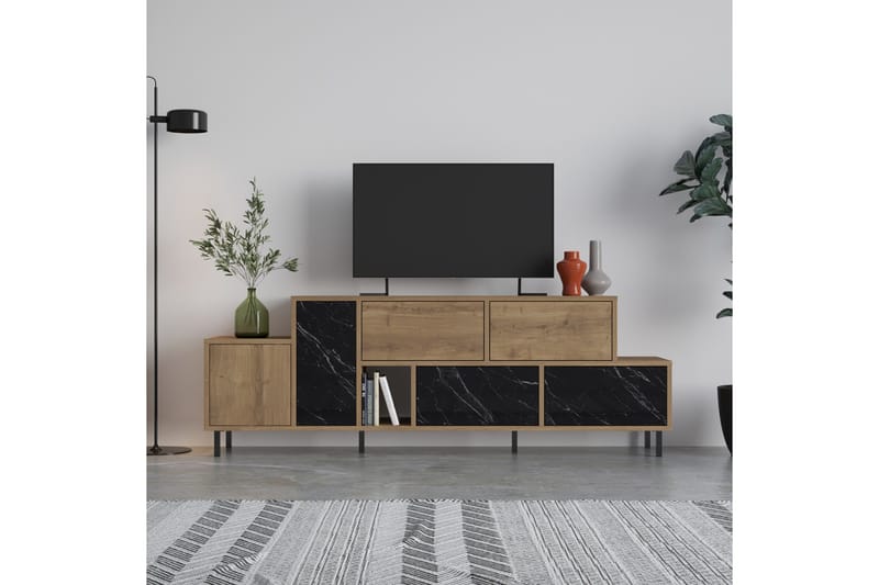 Hermes Tv-bänk 171,2x35,6 cm Brun/Svart - Hanah Home - Möbler - Tv möbel & mediamöbel - TV bänk & mediabänk