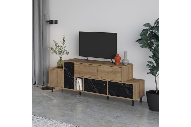 Hermes Tv-bänk 171,2x35,6 cm Brun/Svart - Hanah Home - Möbler - Tv möbel & mediamöbel - TV bänk & mediabänk