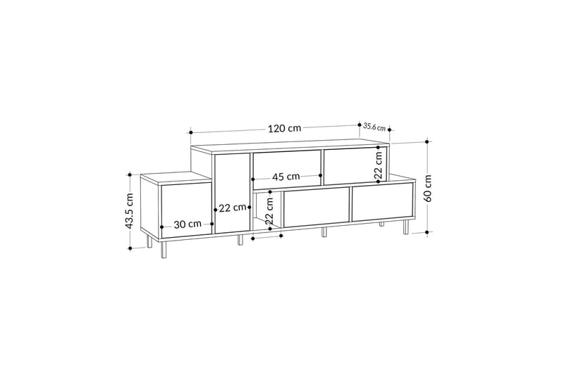 Hermes Tv-bänk 171,2x35,6 cm Brun/Svart - Hanah Home - Möbler - Tv möbel & mediamöbel - TV bänk & mediabänk
