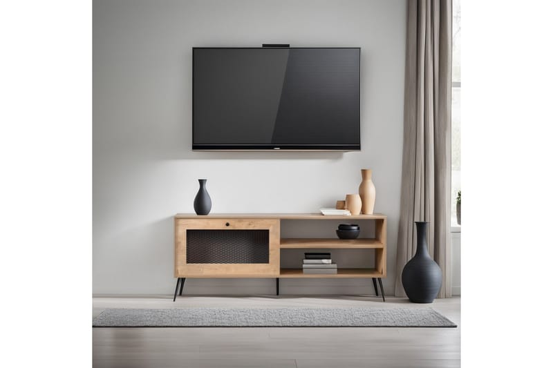 Hilal Tv-bänk 138 cm - Ek/Svart - Möbler - Tv möbel & mediamöbel - TV bänk & mediabänk