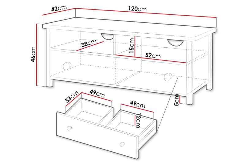 Hilts Golvstående Tv Bänk 120 cm med Förvaring i Målat Trä - Vit - Möbler - Tv möbel & mediamöbel - TV bänk & mediabänk
