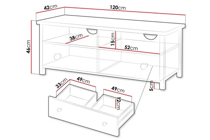 Hilts Tv-bänk 120x42 cm - Vit/Rosa - Möbler - Tv möbel & mediamöbel - TV bänk & mediabänk