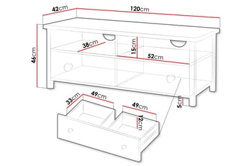 Hilts Tv-bänk 120x42 cm - Vit/Rosa - Möbler - Tv möbel & mediamöbel - TV bänk & mediabänk