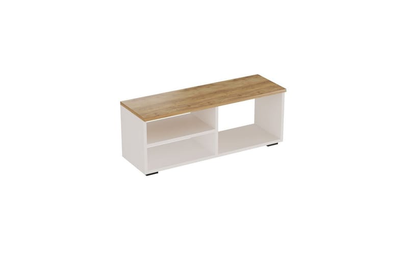 Hollowmere Tv-bänk 115 cm - Mediumfärgat trä/Vit - Möbler - Tv möbel & mediamöbel - TV bänk & mediabänk