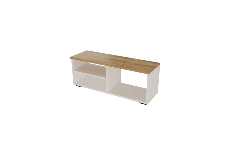Hollowmere Tv-bänk 115 cm - Mediumfärgat trä/Vit - Möbler - Tv möbel & mediamöbel - TV bänk & mediabänk