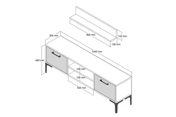 Holter Tv-bänk 140 cm - Valnöt - Möbler - Tv möbel & mediamöbel - TV bänk & mediabänk