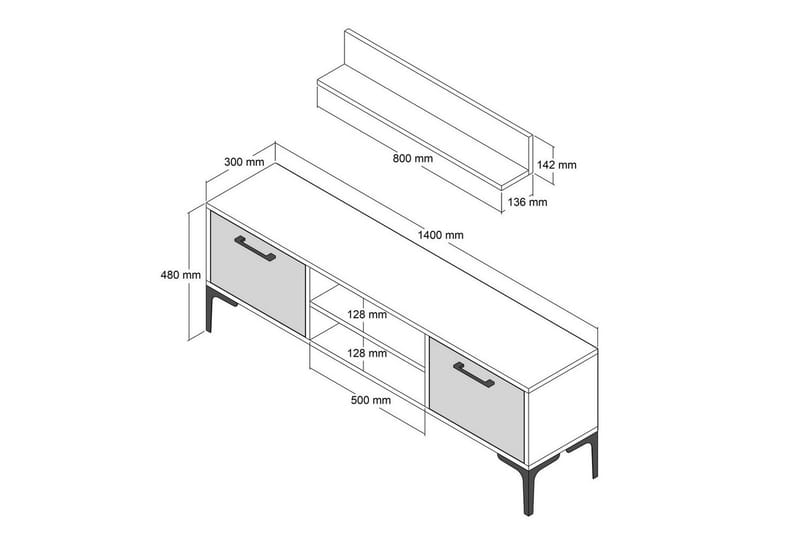 Holter Tv-möbelset 140x30 cm - Vit - Möbler - Tv möbel & mediamöbel - TV-möbelset